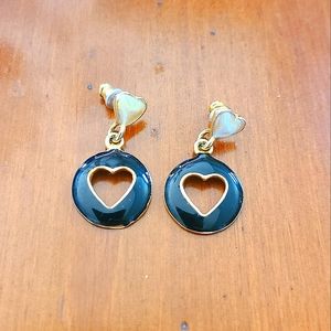 💜2 for 20$ Black & White Earrings With Heart Shaped Cut Out